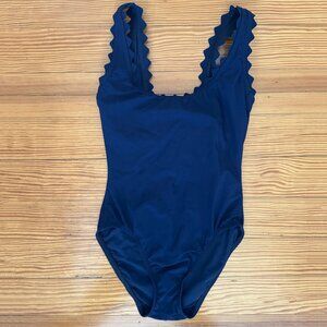 Karla Colletto Ines Rick Rack Underwire One Piece Swimsuit sz 6 Navy Blue
